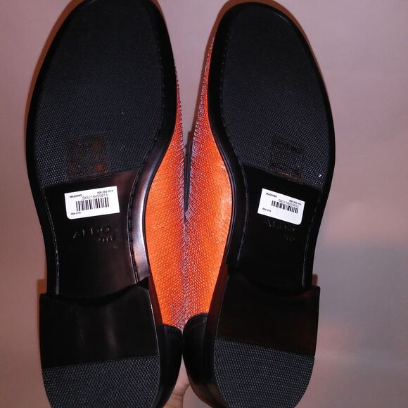 Aldo Mens Dress Shoes Loafers Orange Black Snake Sequin Mossimo Slip On Flex Sol - Picture 6 of 16